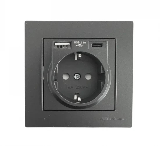 Контакт Usb A + C 16А с бързо зареждане Сив Rita Mutlusan.png